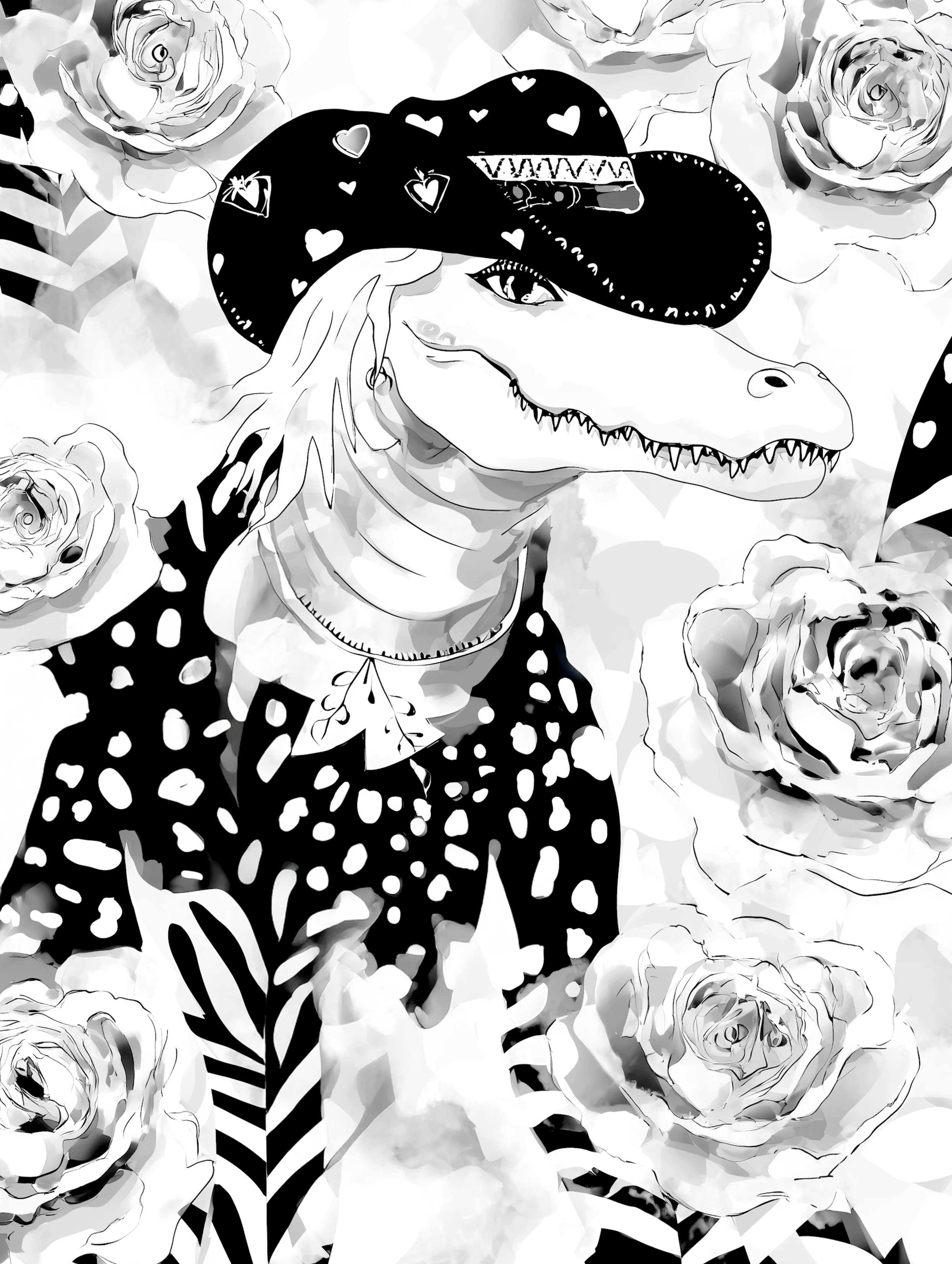 Free printable crocodile coloring pages for adults featuring western crocodile with hat